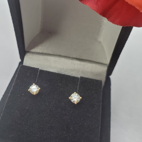 14kt SOLID YG - Diamond 0.40ctw Screwback … - Picture 3 of 6